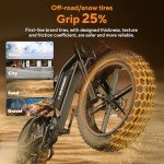 HiKeep Electric Bike for Adults, 20 inch Fat Tire Ebike with 1000W Motor 48V13Ah/15Ah Battery Up to 32/38MPH / 62/68Miles, 7 Speed Dirt Electric Motorcycle Bicycle (Standard, K6 2.0 - Black)