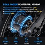 eAhora P5 Electric Bike Upgraded Peak 1000W Motor Mountain ebike for Adults 48V 20Ah Removable Battery 24 * 4.0 Fat Tire 32MPH Full Suspension Adult Magnesium Alloy, Brown