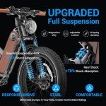 eAhora P5 Electric Bike Upgraded Peak 1000W Motor Mountain ebike for Adults 48V 20Ah Removable Battery 24 * 4.0 Fat Tire 32MPH Full Suspension Adult Magnesium Alloy, Brown