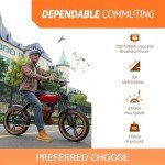 HIDOES B10 Cowboy Style Electric Bike for Adult 1000w Brushless Motor 48V 13AH Battery, 20"×4'Fat Tires Double Brake System 35Miles Max Range 37MPH Max Speed Beach Mountain Off Road Electric Bicycle
