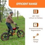 HIDOES B10 Cowboy Style Electric Bike for Adult 1000w Brushless Motor 48V 13AH Battery, 20"×4'Fat Tires Double Brake System 35Miles Max Range 37MPH Max Speed Beach Mountain Off Road Electric Bicycle