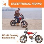 HIDOES B10 Cowboy Style Electric Bike for Adult 1000w Brushless Motor 48V 13AH Battery, 20"×4'Fat Tires Double Brake System 35Miles Max Range 37MPH Max Speed Beach Mountain Off Road Electric Bicycle