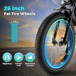 Speedrid Electric Bike for Adults, Fat Tire Ebike 26" Electric Bike 750W Electric Mountain Bike 48V/10.4Ah Removable Battery 25MPH Electric Bicycles 7-Speed