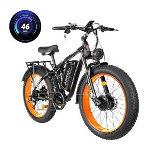 Peak 5000W-Electric-Bike for Adults-Men, Dual-Motor-Ebike 40-46MPH, 52V 30AH Long Range Electric Bicycle, 26" Fat Tire Dirt-Bike, Full Suspension Mountain Bike for Off-Road Snow Sand Hunting (Orange)