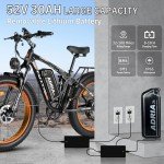 Peak 5000W-Electric-Bike for Adults-Men, Dual-Motor-Ebike 40-46MPH, 52V 30AH Long Range Electric Bicycle, 26" Fat Tire Dirt-Bike, Full Suspension Mountain Bike for Off-Road Snow Sand Hunting (Orange)