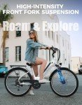 Jasion Roamer ST Electric Bike for Adults, 1200W Peak Motor Max 62miles & 28MPH City Cruiser Ebike,26'' Commuter Ebike, 528WH Removable Battery,7-Speed Electric Bicycles, Front Suspension Bicycles