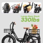 1500W Peak Electric Bike for Adults, 48V 20Ah Removable Battery Max Range 80Miles & 30MPH Electric Bicycle, 20''×4.0" Fat Tire Ebike,Fast Cargo Ebikes,Commute Mountain Step Thru E-Bike…