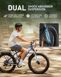 AMYET EB26 Electric Bike for Adults Peak 1800W Electric Bicycle 48V 15AH (720WH) Battery Electric Bike 26" Fat Tire Mountain 32mph 7 Speed Gears Shock Absorber Ebike (Blue)