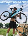 Qlife Racer Electric Bike for Adults - 21-Speed Mountain Lightweight Ebike with Peak 750W 22MPH Brushless Motor, 375Wh Removable Battery, 26X2.1 Tire Step Over E-MTB, Up to 40 Miles,Blue