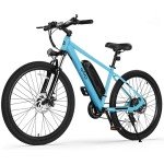 Qlife Racer Electric Bike for Adults - 21-Speed Mountain Lightweight Ebike with Peak 750W 22MPH Brushless Motor, 375Wh Removable Battery, 26X2.1 Tire Step Over E-MTB, Up to 40 Miles,Blue