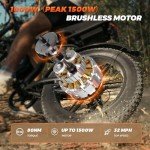 Electric Bike for Adults,20”x 4”Fat Tire，Peak 1500W Motor,7 Speed Electric Motorcycle Bicycle, 48V15AH Battery 4 Riding Modes Up to 32MPH/64Miles Electric Dirt Bike (Standard, K6-G-Black)
