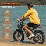 Electric Bike for Adults,20”x 4”Fat Tire，Peak 1500W Motor,7 Speed Electric Motorcycle Bicycle, 48V15AH Battery 4 Riding Modes Up to 32MPH/64Miles Electric Dirt Bike (Standard, K6-G-Black)