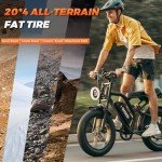 Electric Bike for Adults,20”x 4”Fat Tire，Peak 1500W Motor,7 Speed Electric Motorcycle Bicycle, 48V15AH Battery 4 Riding Modes Up to 32MPH/64Miles Electric Dirt Bike (Standard, K6-G-Black)