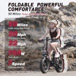 Windone S16 Electric Bike for Adults, Max 22MPH Speed & 50 Miles Range (PAS), 750W Peak Motor Ebike with 48V/13Ah Removable Battery, 16" x 4.0 Fat Tire and Shock Absorber,UL Certified