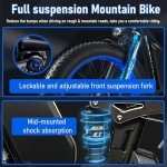 Peak 3000W Fat-Tire Electric-Bike for Adults-Women-Men - Seeker24 Dual Motor Electric-Bicycle 52V 25AH Battery, 38MPH, Full Suspension Ebikes with 24 Inch for Off-Road Mountain Snow (Black-Blue)