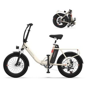 INVANTI Electric Bike, 20" Fat Tire Step-Thru Electric Bicycle, 900W Peak Motor 45 Miles 20MPH Top Speed, Dual Suspension & 7-Speed Folding Ebike for Adults with Rear Rack