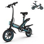 VoltCycle Electric Bike for Adults 350W Motor, 18.6 mph Folding Ebike, 14" Adults Electric Bicycles, 36V 10.4Ah Removable Battery, 25 Miles PAS Range, Mini E Bikes for Teens (Blue)
