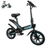 VoltCycle Electric Bike for Adults 350W Motor, 18.6 mph Folding Ebike, 14" Adults Electric Bicycles, 36V 10.4Ah Removable Battery, 25 Miles PAS Range, Mini E Bikes for Teens (Blue)
