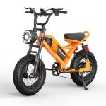 Spacewalk Small Electric Bike,16"X4" Fat Tire Ebike,Compact Design,More Suitable for Riders Under 5'2", 750𝗪,21.7MPH Dirt Bike, 48V 15AH Removable Battery, 50-Miles Motorcycle,-Orange