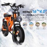 Spacewalk Small Electric Bike,16"X4" Fat Tire Ebike,Compact Design,More Suitable for Riders Under 5'2", 750𝗪,21.7MPH Dirt Bike, 48V 15AH Removable Battery, 50-Miles Motorcycle,-Orange
