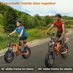 Spacewalk Small Electric Bike,16"X4" Fat Tire Ebike,Compact Design,More Suitable for Riders Under 5'2", 750𝗪,21.7MPH Dirt Bike, 48V 15AH Removable Battery, 50-Miles Motorcycle,-Orange