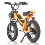 Spacewalk Small Electric Bike,16"X4" Fat Tire Ebike,Compact Design,More Suitable for Riders Under 5'2", 750𝗪,21.7MPH Dirt Bike, 48V 15AH Removable Battery, 50-Miles Motorcycle,-Orange