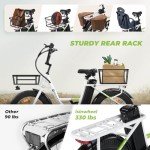 isinwheel U7 Electric Bike for Adults, 750W Peak 20 mph Cargo Ebike Adult Electric Bicycles 55 Miles Range E Bike, 48V 10.4Ah Removable Battery, 7 Speed Gearshift, 20" Step Thru Ebikes for Adults