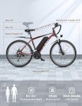 Jasion EBX Electric Bike for Adults, 26" Electric Mountain Bike with 850W Peak Brushless Motor, Max 55Miles 25MPH Electric Bicycles, 450Wh Removable Battery, Ebike for Adults 21-Speed Front Suspension