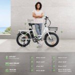 isinwheel U7 Electric Bike for Adults, 750W Peak 20 mph Cargo Ebike Adult Electric Bicycles 55 Miles Range E Bike, 48V 10.4Ah Removable Battery, 7 Speed Gearshift, 20" Step Thru Ebikes for Adults