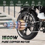 Tamobyke Cityrun 3.0 Electric Bike Peak 1500W 48V 15AH(720Wh) Electric Bike for Adult, 28MPH 68Miles 20''×4.0" Ebike with Front Basket, Fat Tire Ebike for Adults Commuting Snow Beach Riding.