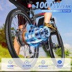 Funhang Electric Bike for Adults, 26'' 1000W Peak Ebike, Up to 50 Miles 21.7MPH Electric Mountain Bike with 48V 374.4WH Removable Battery, Adjustable Stem, Fenders, Lockable Suspension Fork, 21-Speed