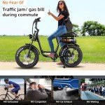 Tamobyke Cityrun 3.0 Electric Bike Peak 1500W 48V 15AH(720Wh) Electric Bike for Adult, 28MPH 68Miles 20''×4.0" Ebike with Front Basket, Fat Tire Ebike for Adults Commuting Snow Beach Riding.