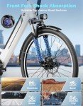 Jasion YC1 ST 26" Electric Bike, 360WH Removable Battery, Up to 40miles, 750W Peak Motor, Step-Through Ebike for Adults, Max 23MPH Urban Commuter E-Bike, 7 Speeds & Front Suspension