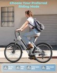Jasion YC1 ST 26" Electric Bike, 360WH Removable Battery, Up to 40miles, 750W Peak Motor, Step-Through Ebike for Adults, Max 23MPH Urban Commuter E-Bike, 7 Speeds & Front Suspension