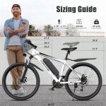 Funhang Electric Bike for Adults, Peak 1000W Ebike, 50Miles 21.7MPH Adult Electric Bicycles, 26" Electric Mountain Bike 48V 374.4WH Battery, Commuter E Bike with Adjustable Stem, Fenders, 21 Speed