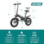 Gotrax S3 16" Electric Bike, Max Range 25Miles(Pedal-Assist)&Max Speed 20Mph, 500W Folding E-Bike with 280.8Wh Battery, Adjustable Seat&Dual Fenders, Commuter Electric Bicycle for Adults/Teens Black