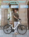 Jasion YC1 ST 26" Electric Bike, 360WH Removable Battery, Up to 40miles, 750W Peak Motor, Step-Through Ebike for Adults, Max 23MPH Urban Commuter E-Bike, 7 Speeds & Front Suspension