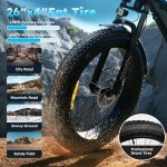 RegalRider Electric Bike 26" Fat Tire Ebike, 1000W Peak Motor, Max Range 65 Miles Dual Hydraulic Brake Snow Ebike for Adults, Electric Mountain Bike with 624Wh Removable Battery, LCD Display, 7-Speed