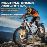 Seemoon Peak 3000W(Dual Motors) Electric Bike for Adults,52V 21Ah 26" Fat Tire Fast Ebike,Max 36 mph up to 100 Miles,Hydraulic Disc Brake,Off Road Mountain Hunting for Men(White&Orange)