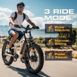 Seemoon Peak 3000W(Dual Motors) Electric Bike for Adults,52V 21Ah 26" Fat Tire Fast Ebike,Max 36 mph up to 100 Miles,Hydraulic Disc Brake,Off Road Mountain Hunting for Men(White&Orange)