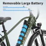 Jasion Roamer Electric Bike for Adults 1200W Peak Motor 528WH Removable Battery,up to 60miles 28MPH City Cruiser Ebike,26'' Commuter E Bike, 7-Speed Gears and Front Suspension Bicycles,Green