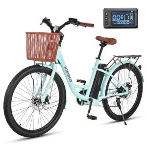 Viribus Electric Bike for Adults, 40 Miles Range E Bikes for Women 700W Peak with 468Wh Battery, Lightweight Aluminum Frame & Basket, 7 Speed Step Through Electric Bicycle for Seniors 26 inch Mint