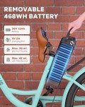 Viribus Electric Bike for Adults, 40 Miles Range E Bikes for Women 700W Peak with 468Wh Battery, Lightweight Aluminum Frame & Basket, 7 Speed Step Through Electric Bicycle for Seniors 26 inch Mint