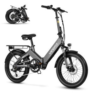 VEEFA F1 Foldable Electric Bike for Adults, Peak 750W Motor Ebike with 10.4Ah Removable Battery, Folding Ebike 40-90 Miles Range &20MPH Max Speed, 5 Pedal-Assist Levels, UL 2849 Certified, Grey