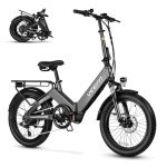 VEEFA F1 Foldable Electric Bike for Adults, Peak 750W Motor Ebike with 10.4Ah Removable Battery, Folding Ebike 40-90 Miles Range &20MPH Max Speed, 5 Pedal-Assist Levels, UL 2849 Certified, Grey