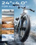 5000W Peak Dual Motors Electric Bike for Adults, 52V 32Ah Battery, 40-45MPH Fast Ebike, 24"*4.0 Fat Tire Hydraulic Disc Brake E-Bicycle, Beach Off-Road Front Suspension Mountain E-Bike for Men(Blue)