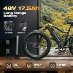 Electric Bike, Peak 2000W 17.5Ah Fat Tire Ebike for Adults, 35mph 80 Miles Electric Bicycle for Men with Hydraulic Brakes, Color Display, Full Suspension Off Road Mountain E Bike (Black & Yellow)