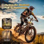 Electric Bike, Peak 2000W 17.5Ah Fat Tire Ebike for Adults, 35mph 80 Miles Electric Bicycle for Men with Hydraulic Brakes, Color Display, Full Suspension Off Road Mountain E Bike (Black & Yellow)