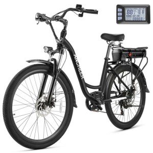 ANCHEER Electric Bike for Adults, 48V 499Wh Ebike, 26" City Commuter Bike with 48V Removable Battery, Up to 55 Miles, 3H Fast Charge, 7-Speed, Step-Thru Cruiser Bike for Women Men, UL 2849 Certified