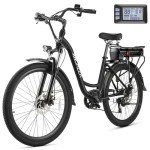 ANCHEER Electric Bike for Adults, 48V 499Wh Ebike, 26" City Commuter Bike with 48V Removable Battery, Up to 55 Miles, 3H Fast Charge, 7-Speed, Step-Thru Cruiser Bike for Women Men, UL 2849 Certified